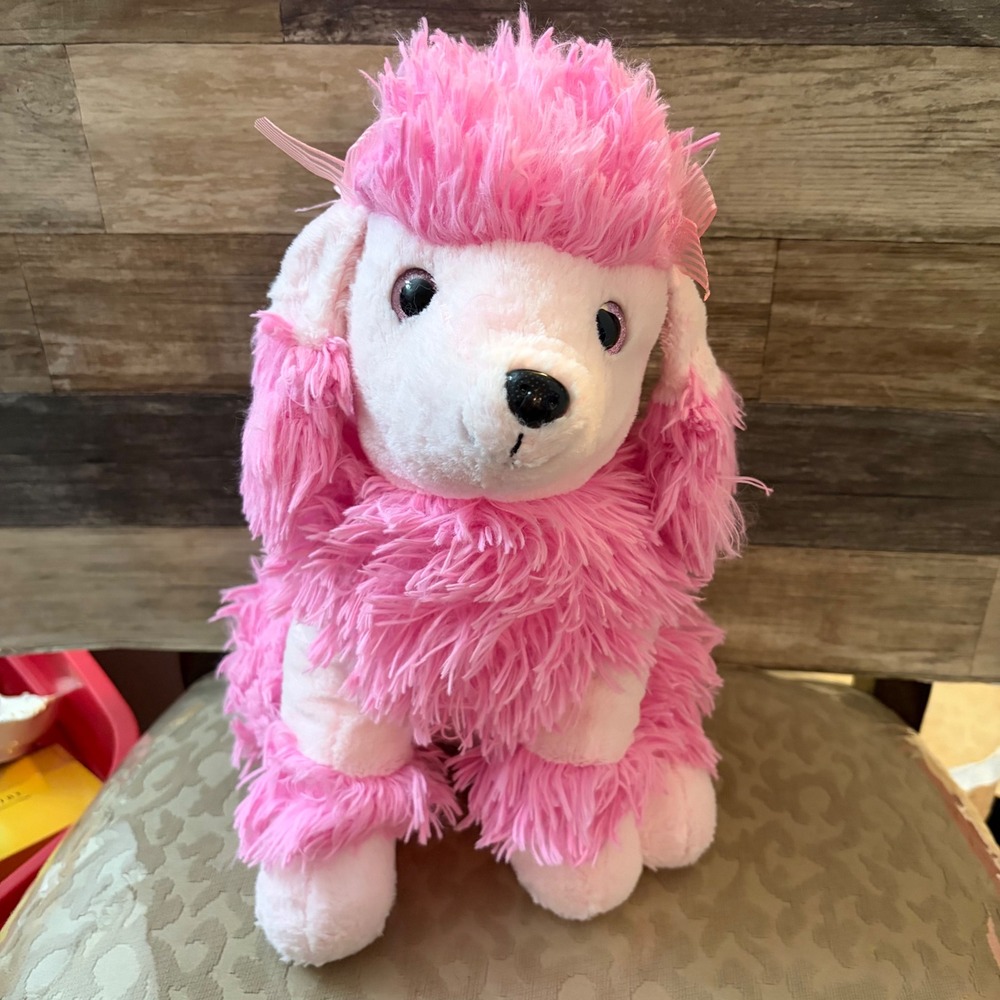 Walmart Pink Poodle Plush Stuffed Animal Dog 262336B Shaggy Fur 14 inch